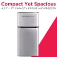 thumbnail image 3 of Frigidaire 4.5 Cu. ft. Compact Refrigerator with Freezer, 2-Door Mini Fridge for Apartment, Dorm, Office, Stainless Steel, 3 of 19