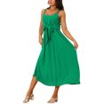 thumbnail image 2 of INSPIRE CHIC Women's Sleeveless Casual Midi Dress 2024 Tie Front Flowy Summer Sundress Green S, 2 of 5
