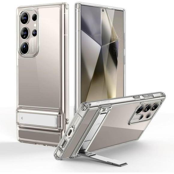 For Samsung Galaxy S24 Ultra, Kickstand Case with 3 Stand Modes, Military Grade Drop Protection, Slim Shockproof Case, Patented Kickstand, Boost Series, Clear