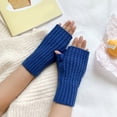 thumbnail image 1 of Women Autumn And Winter Solid Color Multicolor Twist Knitted Wool Half Gloves, 1 of 3