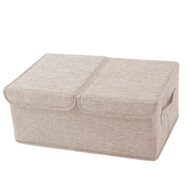 Armario Organizadores Y Almacenamiento Tela de Lino Cesta de Almacenamiento Plegable con Tapa Y Mango, Caja de Manta de Ropa de Juguete Grande, Adecuado para Guardería, Sala de Juegos, Hogar, Oficina,