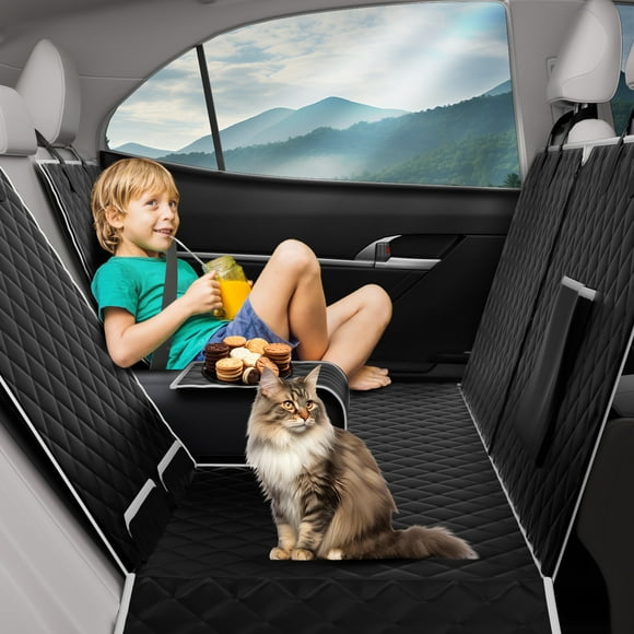 Dog Car Seat Cover for Back Seat, Waterproof Pet Seat Cover 600D Scratch-Proof Dog Seat Cover for Truck, Vehicle SUV, Tesla, Machine Washable,Color Black