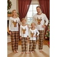 thumbnail image 5 of Jaweiwi Christmas Family Pajamas Matching Set Long Sleeve Elk Print Tops and Plaid Pants Holiday Sleepwear for Women Men Kids Baby, 5 of 10