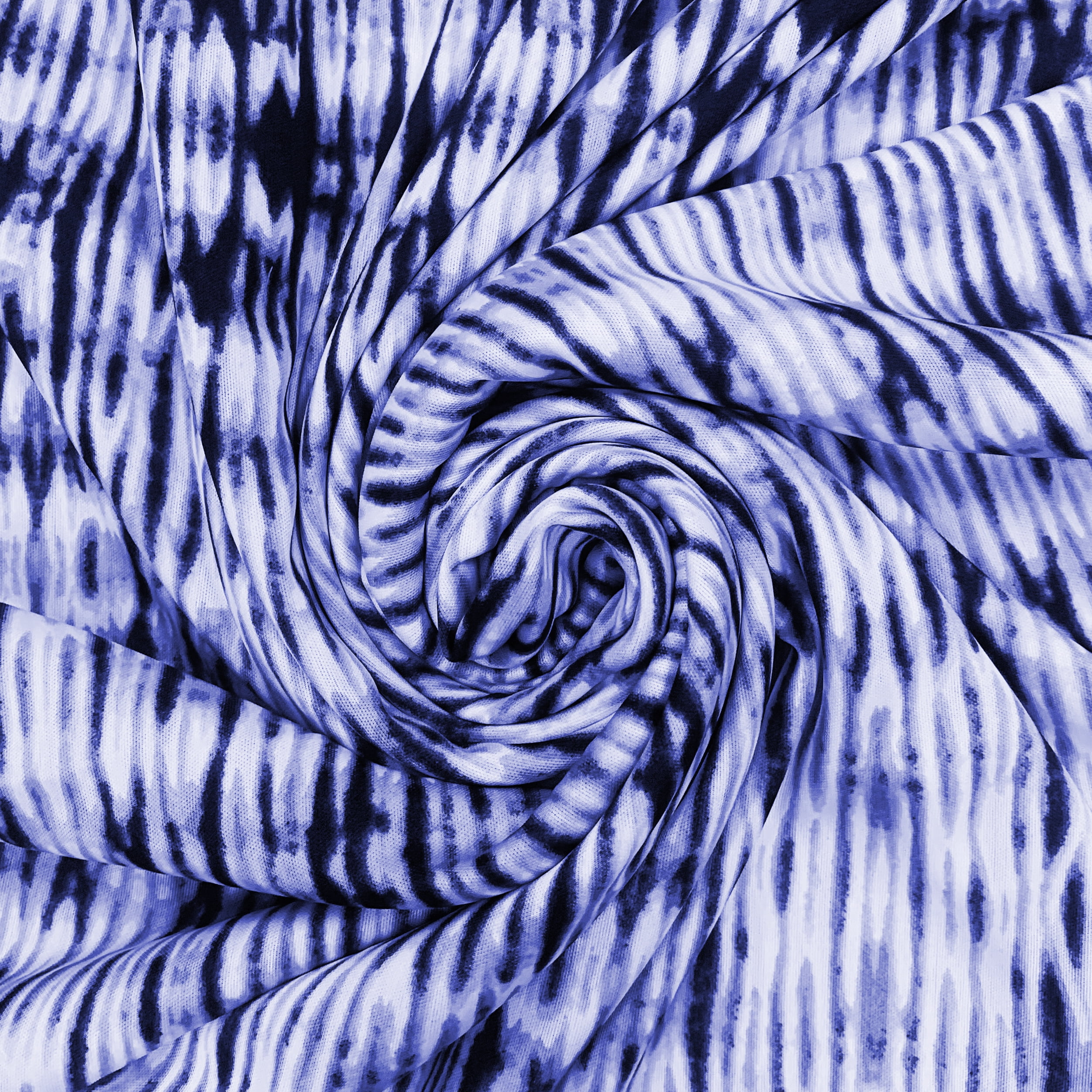 Shason Textile (3 Yards Cut) Poly Knit Japanese Shibori Print, Blue / Navy Tie-Dye