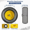 thumbnail image 4 of MaxAuto 13x5.00-6 Front & 16X6.50-8 Rear Tire & Wheels for Lawn Riding Mowers Set of 4, 4 of 7