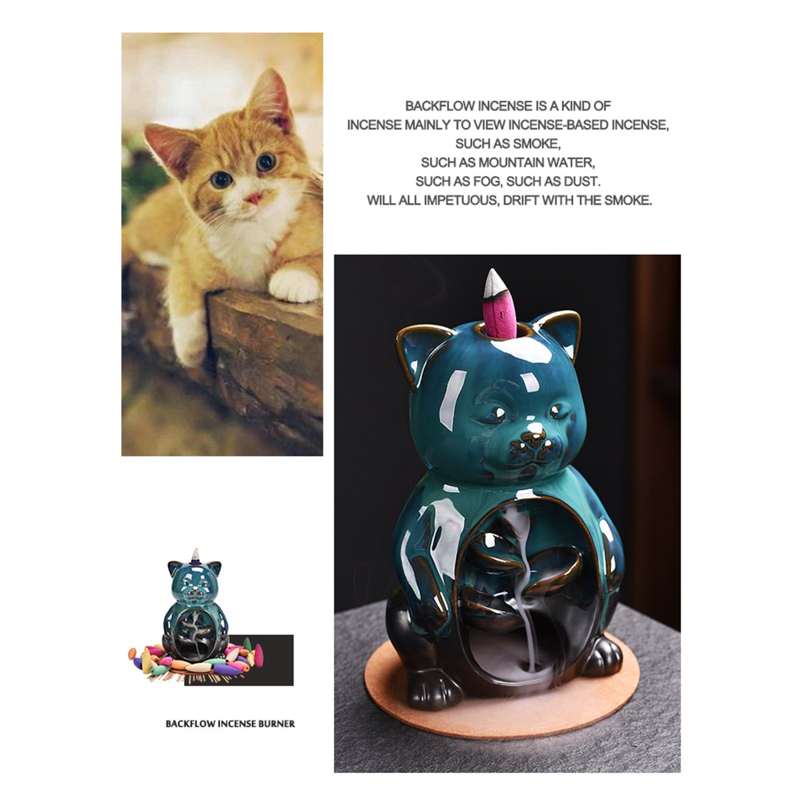 Home Decor ClearanceCats Backflow Incense Burner Creative Ornament