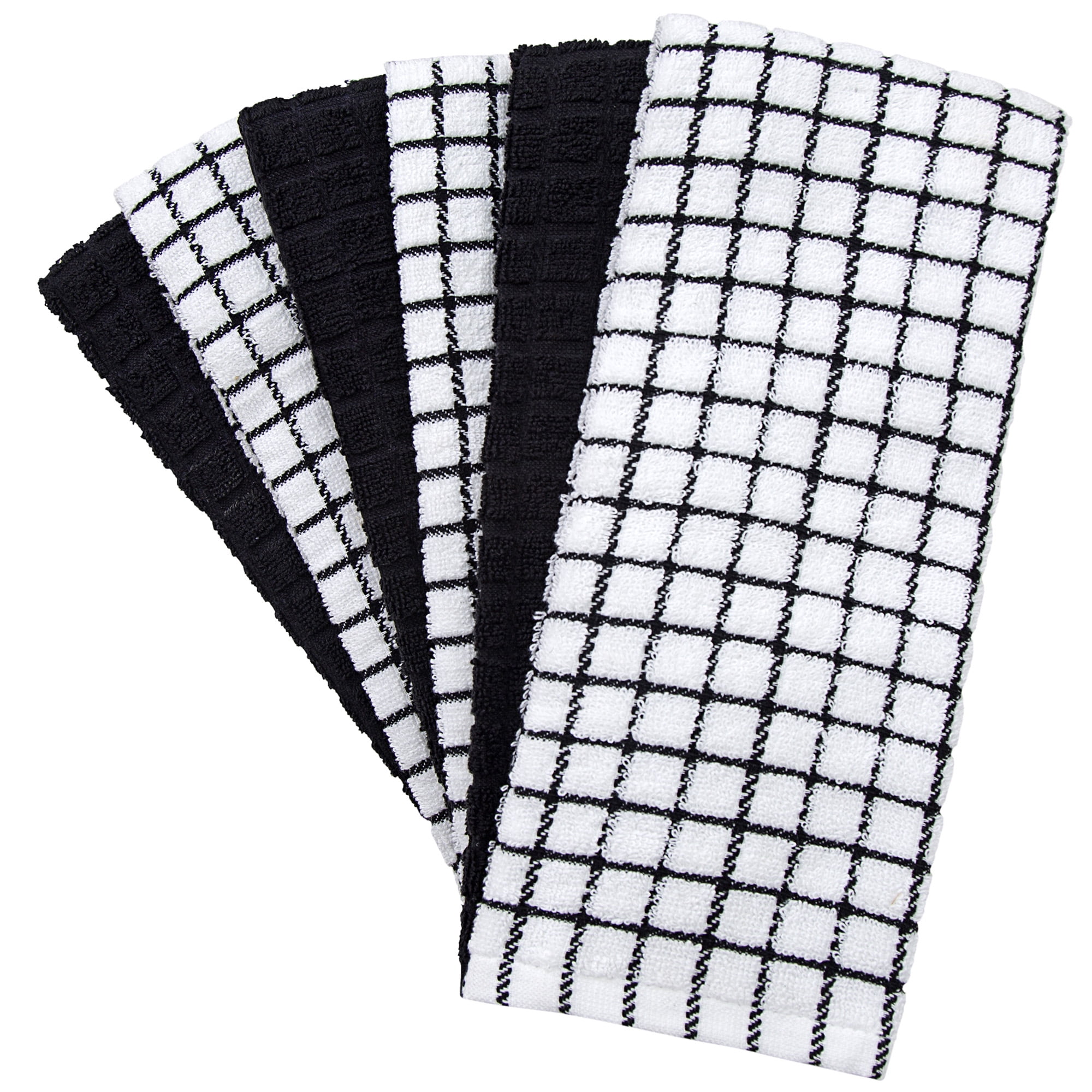 RIANGI Trendy Check Red Black and White Hand Towels Set of 6 Boho Kitchen  Towels Highly Black Kitchen Towels 100% Cotton Tea Towels Kitchen Size  18x28