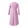 thumbnail image 6 of ZHOGXU Women's Dress Long Sleeve Round Neck Solid Color Side Split Fashion Comfortable Elegant Dresses For Casual Daily Wear,Pink,M, 6 of 7