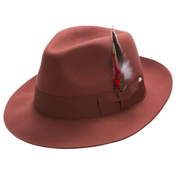 Montique Men's Rust Fedora Snap Brim Soft Fine Felt Pinch Hat H08