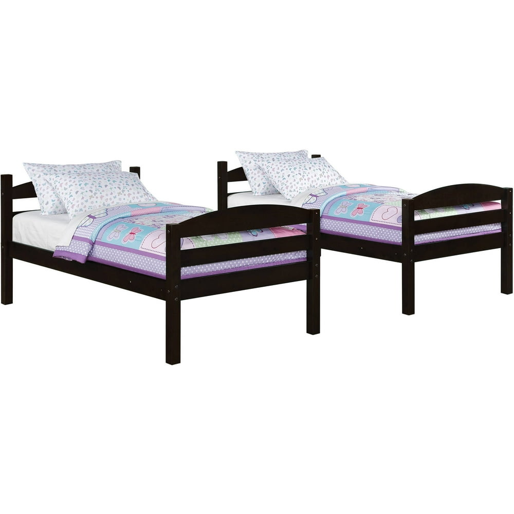 Bunk Beds Twin Over Twin Furniture Bedroom Ladder Wood Convertible Black  eBay