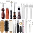 thumbnail image 2 of Leather Craft Tools Kit Professional Leather Hand Sewing Repair Kit Stitching Punch Carving Work Groover Set DIY Tool Set (Type1), 2 of 7