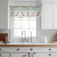 thumbnail image 3 of Teal Coastal Valance Curtains for Kitchen/Living Room/Bathroom/Bedroom Window, Rod Pocket Small Topper Half Short Window Curtains Voile Sheer Scarf, Vintage Ocean Beach Shell Nautical 42"x12", 3 of 8