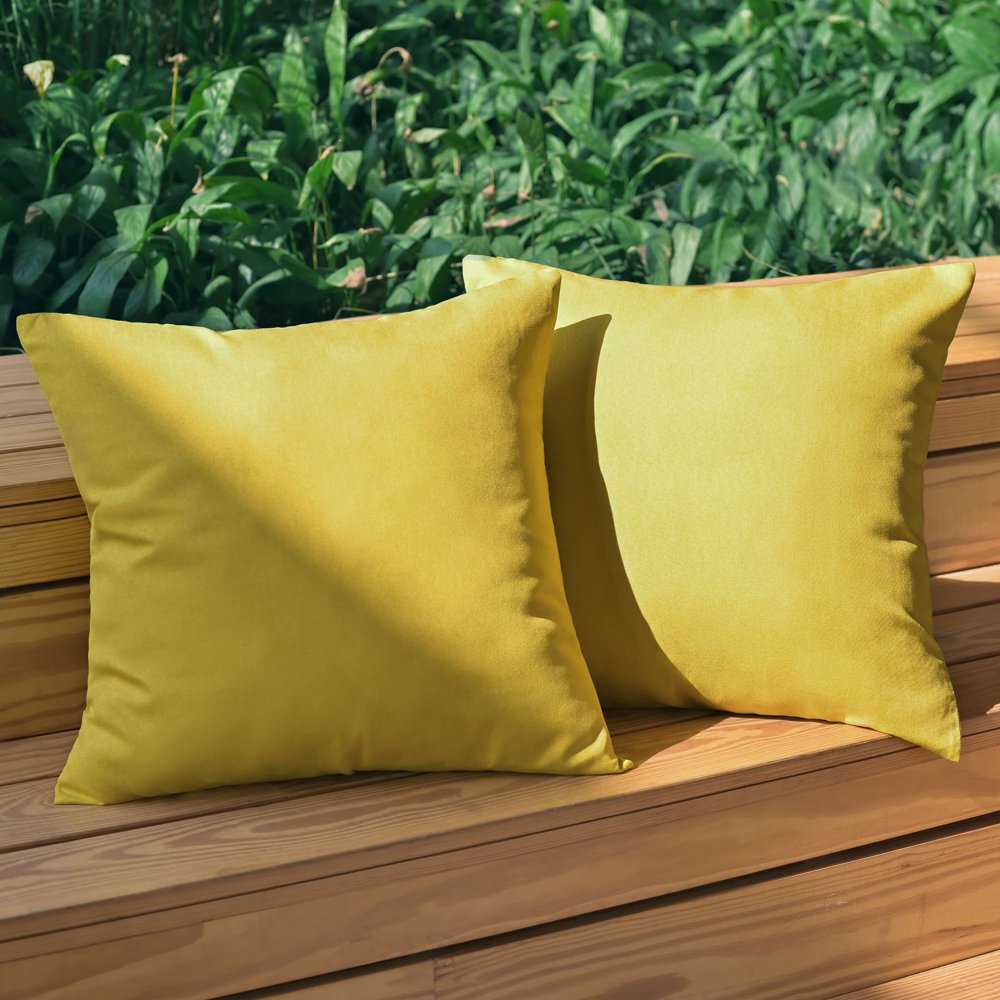 PiccoCasa Polyester Waterproof Throw Cushion Covers 18"x18", Yellow