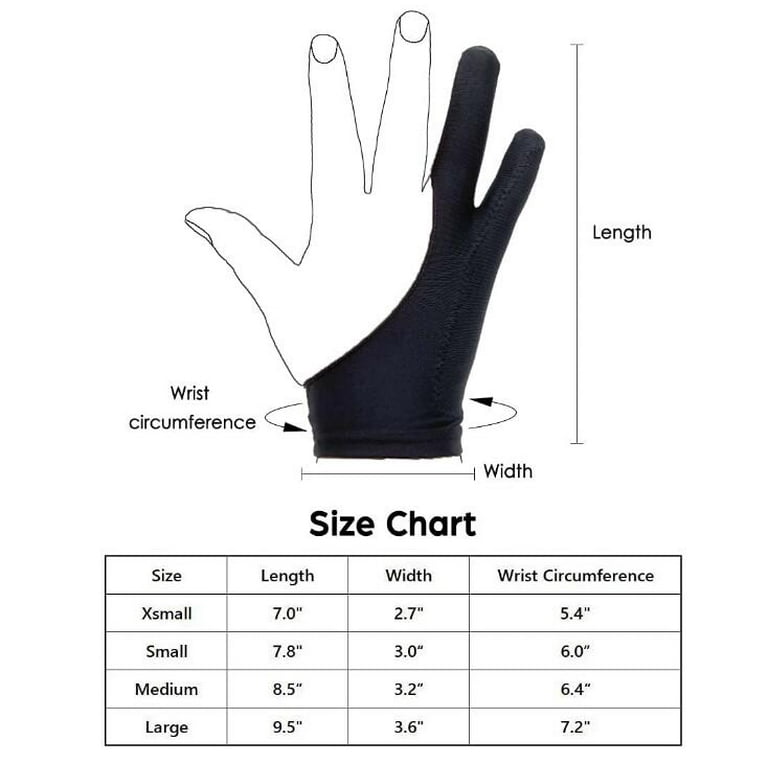 Wabjtam Drawing Glove, Artist Glove For Drawing Tablet Ipad,good For Left  And Right Hand - L, 2 Pack