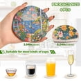 thumbnail image 2 of Yayeee 6 PCS Drink Coasters with Holder Set Woven Absorbent Round Tabletop Hot Pad, Pink Floral Window, 2 of 7