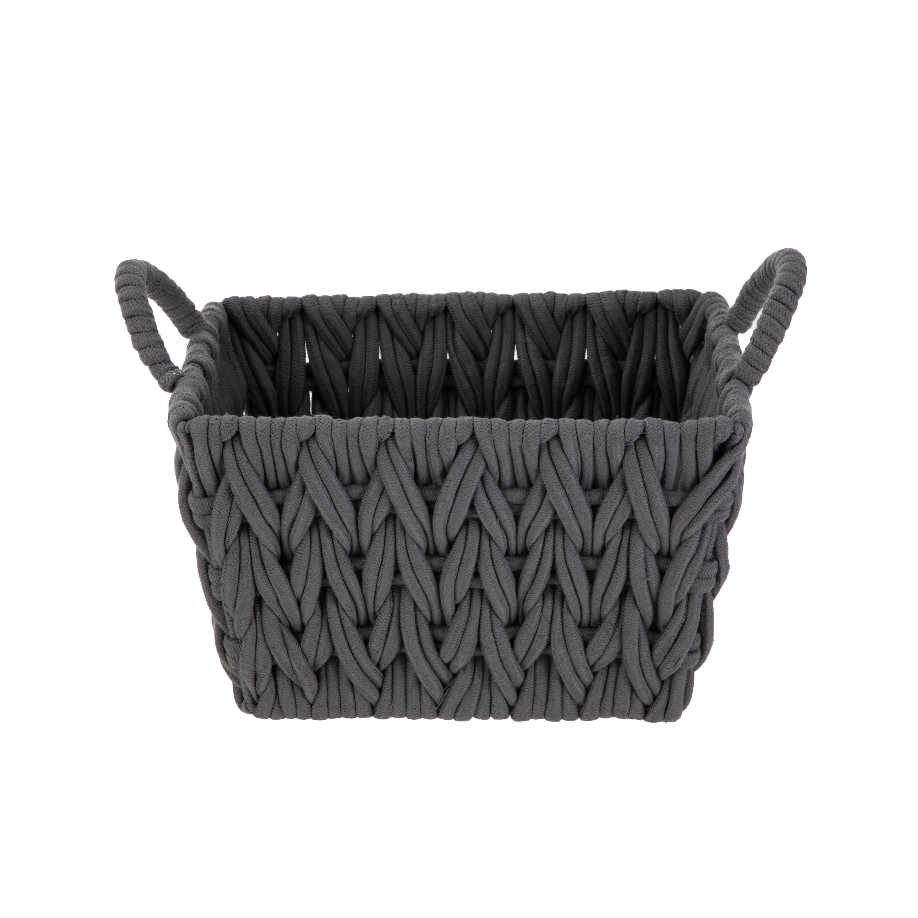 Better Homes & Gardens Medium Grey Woven Rope Decorative Storage Basket, 2 Pack