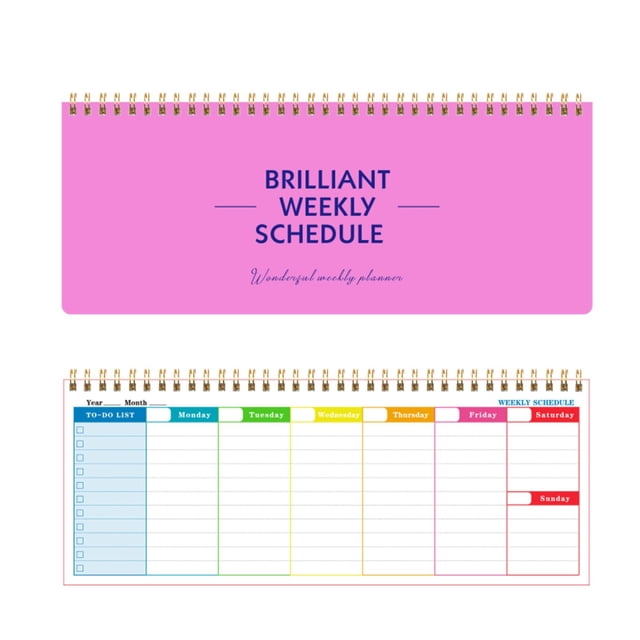 Cute Stationary 2025 Border New English Long Weekly Plan Simple Coil Note Time Management Ledger Office Supplies Clearance