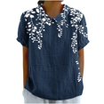 thumbnail image 1 of Blouses pour Femmes, T-Shirt Décontracté Imprimé Mode Manches Courtes Col Poupée Mignon Coton et Lin Blouse, 1 of 5