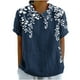 thumbnail image 2 of Fiudx Ofertas Relámpago Camiseta Holgada Informal con Estampado para Mujer, Tops de Manga Corta con Cuello de Muñeca, Blusa Bonita y de Lino, 2 of 5