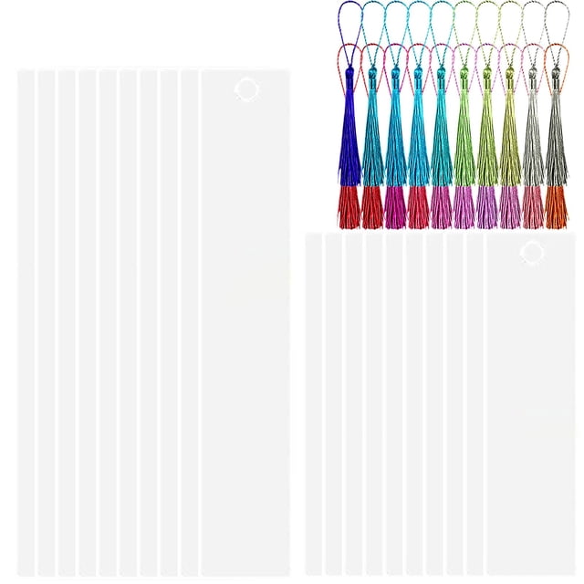 Trendy Tool Kit for Home, 30Pcs Metal Sublimation Blanks Bookmarks Double Side Heat Transfer Printing with 30Pcs Colorful Tassels for Making Personalized Bookmarks and Souvenirs(3.2×12cm)