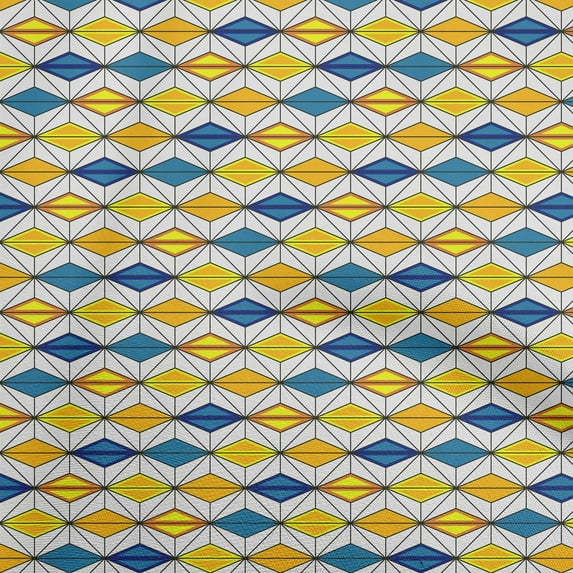 oneOone Cotton Cambric Yellow Fabric Asian Block Dress Material Fabric Print Fabric By The Yard 42 Inch Wide