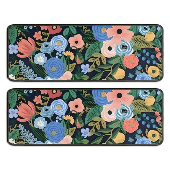 Kitchen Rugs Sets Of 2,Pioneer Flower Floral Print Pattern Anti Fatigue Kitchen Mat Rugs Non Slip Washable,Decorative Kitchen Floor Mats for Kitchen,Sink,Laundry,17"x47" 17"x47"