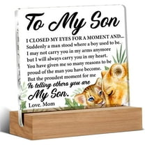 Gifts for Son - Best Son Gifts From Mom - Gift for Son Birthday Christmas Wedding Day - Meaningful to My Son Clear Desk Decorative Sign Home Decor Acrylic Sign 4x4 Inch