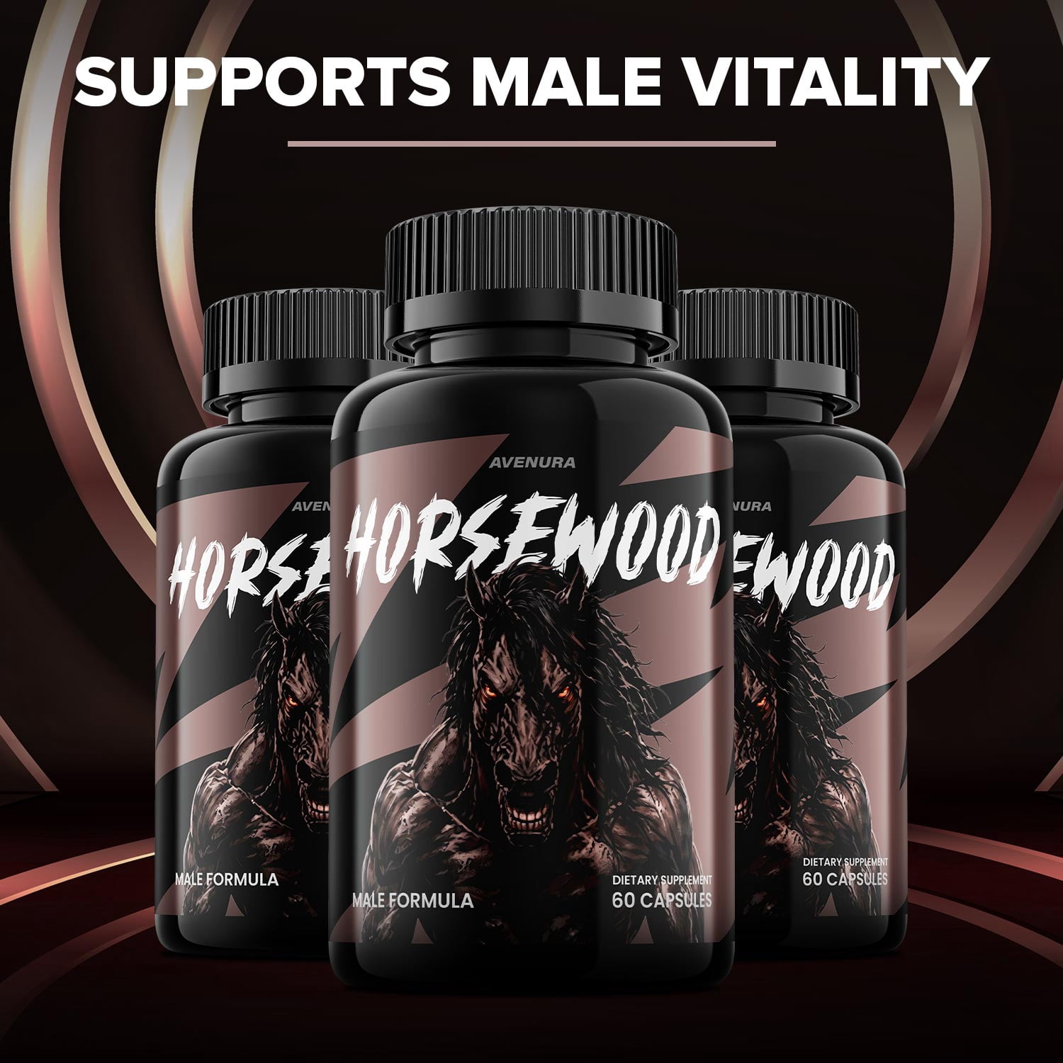 Horsewood for Men Capsules –  Advanced Formula Natural Supplement Pills for Active Lifestyle, 1 Pack, 60 Capsules