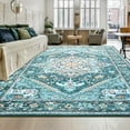 thumbnail image 3 of YJ.GWL Soft Vintage Accent Rugs Floral Area Rug Fluffy Carpet for Living Room Bedroom Home Decor,5'x8',Green, 3 of 8