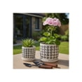 thumbnail image 3 of Patterned Ceramic Flower Pots with Saucers for Home Decor - Modern Planters and Pots for Indoor Plants - Decorative Planters for Kitchen and Outdoor Styling - Set of 2, 6", 5", Black & White, 3 of 14