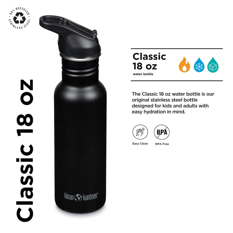 Klean Kanteen 18 oz Classic Water Bottle with Flip Seal Cap