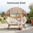thumbnail image 5 of RADIATA Double Egg Chair with 6.5" Cushions, 57.1 Wide Oversized Indoor Outdoor Wicker Loveseat, Stationary Patio Lounge Chair for Balcony, Garden, Beige, 5 of 10