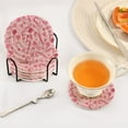 thumbnail image 4 of 6 Pcs Drink Coasters with Holder 3.94in Woven Coasters for Drinks Pink Candy Cane and Strawberry Coaster Set for Protection Table, 4 of 7