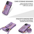 thumbnail image 4 of Dteck Card Holder Wallet Back Case for Apple iPhone 12 Pro 6.1-inch,Shockproof Rubber Silicone Bumper PU Leather Card Pocket Hybrid Protective Kickstand Cover with Cross Body Shoulder Strap,Purple, 4 of 9