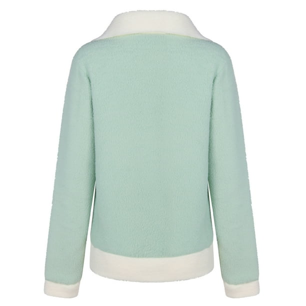 Moda mujer abrigo invierno cálido lana botón cremallera bolsillos Patchwork abrigo prendas de vestir Tops Pompotops qwe19291
