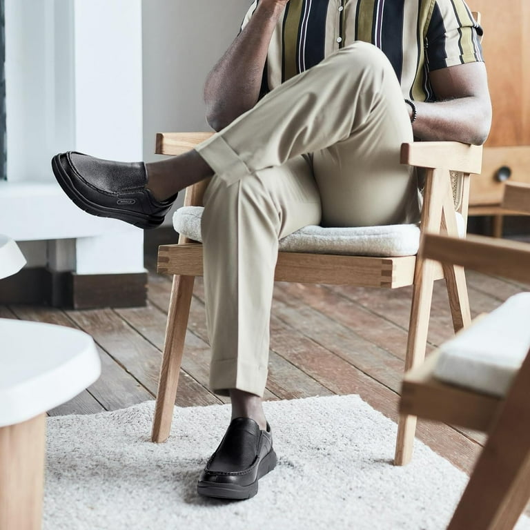 FitVille Mens Wide Dress Shoes Leather Loafers Business Casual - Main Image