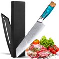 thumbnail image 1 of Cuchillo para chef acero damasco profesional afilado cuchillo de cocina mango ergonómico multiusos superior para hogar y restaurante, 1 of 8