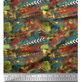 thumbnail image 1 of Soimoi Brown Cotton Voile Fabric Triangle & Brush Stroke Abstract Print Sewing Fabric Yard 42 Inch Wide, 1 of 3