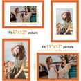 thumbnail image 3 of Vittanly 11x17 Picture Frame, Engineered Wood with Shatter Resistant Plexiglass, Display Pictures 8x12 with Mat or 11x17 without Mat, Photo Frame for Wall Mounting, Orange, 1 Pack, 3 of 6