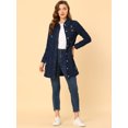 thumbnail image 3 of Chaqueta de mezclilla Allegra K Casual Rasgada De Manga Larga Desgastada Para Mujer Azul oscuro XS, 3 of 5