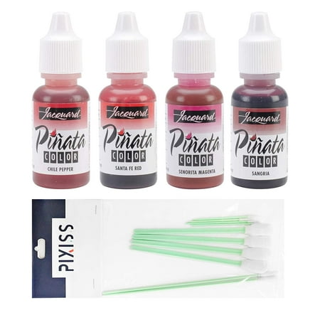 Ink Blending Tool - Jacquard Pinata Alcohol Inks Reds Bundle, Sangria, Santa Fe Red, Chili Pepper, Senorita Magenta and 8X Pixiss Ink Blending Tools
