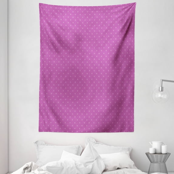 Mauve Decor Tapestry, Retro Polka Dots Background Nostalgic Trendy Large Spots Regular Art Pattern, Wall Hanging for Bedroom Living Room Dorm Decor, 60W X 80L Inches, Mauve Violet, by Ambesonne