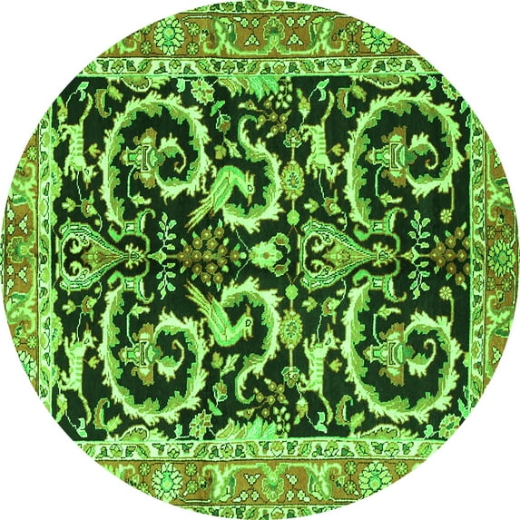 Ahgly Company Indoor Round Animal Green Traditional Area Rugs, 3' Round