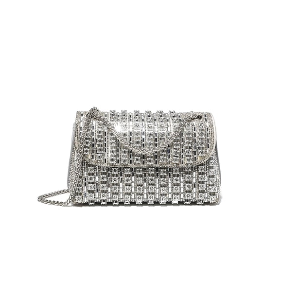 Monederos de mano Sweetovo con diamantes de imitación para mujer, color plateado