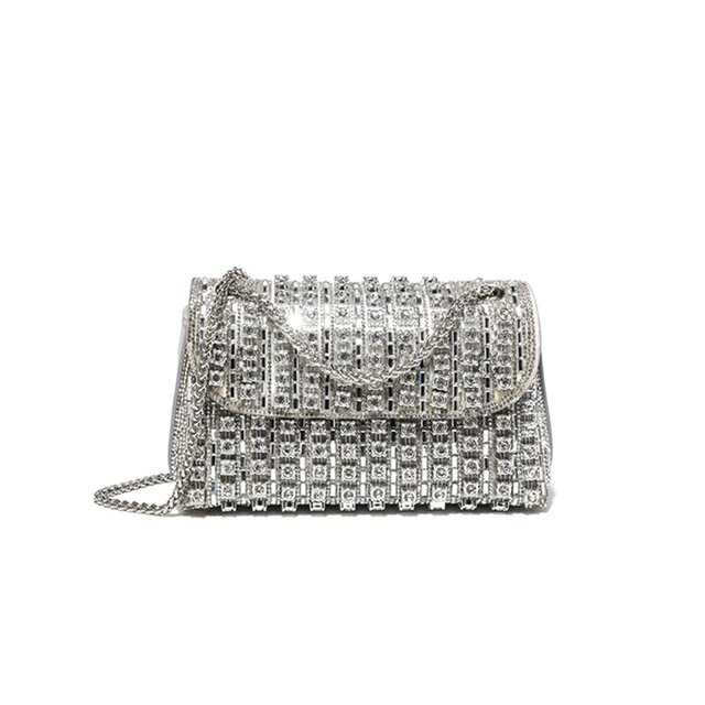 Monederos de mano Sweetovo con diamantes de imitación para mujer, color plateado