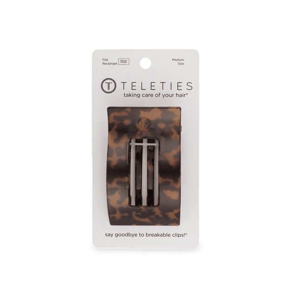 Teleties Flat Rectangle Hair Clip, Tortoise, Medium