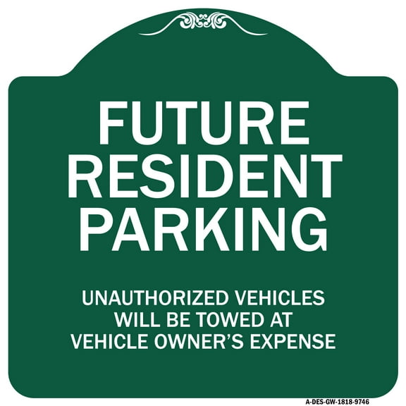 SignMission Designer Series Sign - Unauthorized Vehicles Will Be Towed | Green & White 18" X 18" Heavy-Gauge Aluminum Architectural Sign | Protect Your Business & Municipality | Made in
