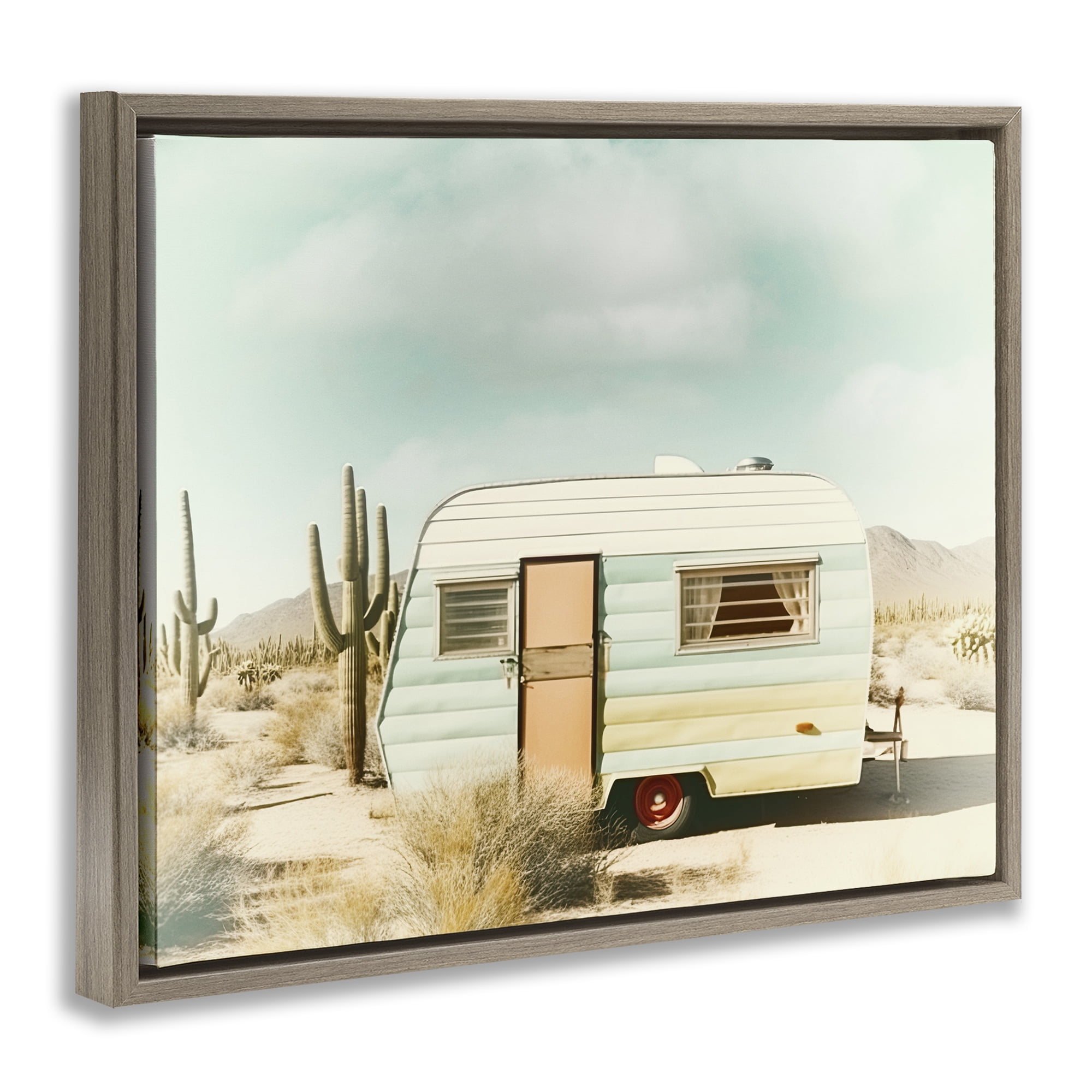 Desert Trip Vintage Brown Framed Floater Canvas Wall Art, design by Decent Exposures