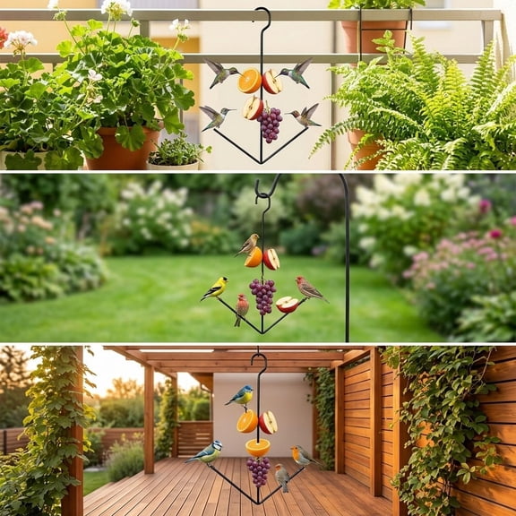 Abbraccia Oriole Bird Feeder Hanging Bird Feeder Iron Hanging Grape with Hook Orange Fruit Oriole Feeders for Hummingbird Outdoors Yard Square Hook