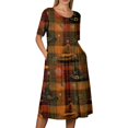 thumbnail image 6 of Women's Halloween Print Casual Dress, Round Neck with Pockets Design for Daily Wear, Relaxed Fit for Everyday Outings, Halloween Themed Dress for Ladies Brown 3XL, 6 of 6